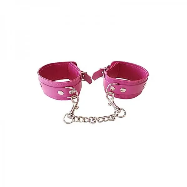 Rouge Garments Restraints Plain Leather Wrist Cuffs Pink