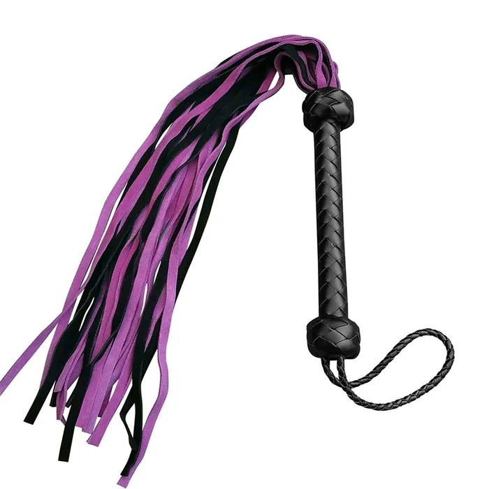 GN 68cm Faux Leather Bondage Whip with Purple Black Tassels Couples