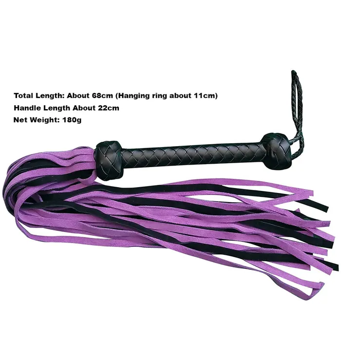 GN 68cm Faux Leather Bondage Whip with Purple Black Tassels Couples