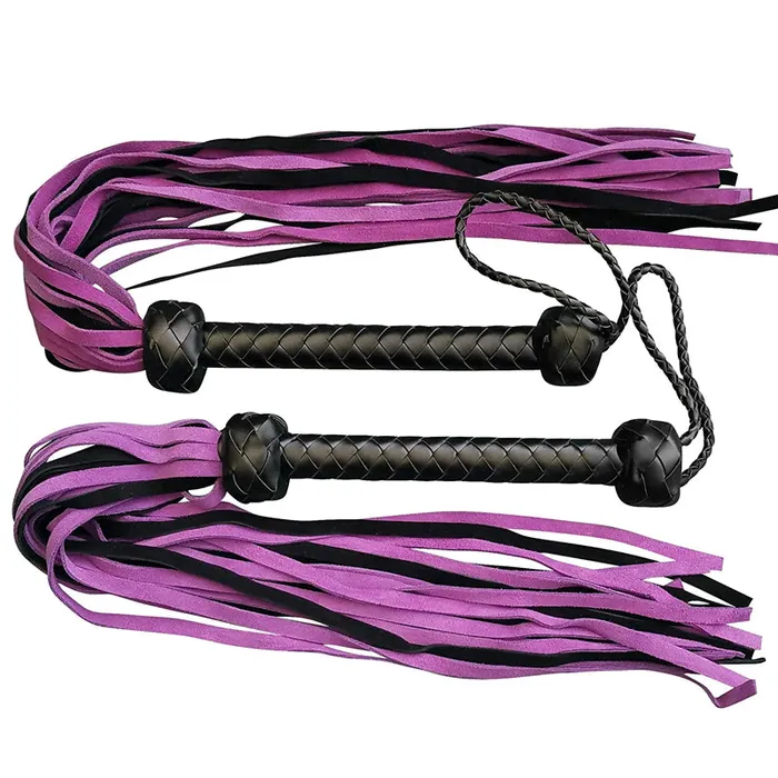 GN 68cm Faux Leather Bondage Whip with Purple Black Tassels Couples