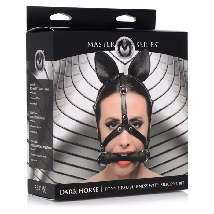 Female Sex Toys Master Series Dark Horse Pony Head Harness with Silicone Bit iloveexcitement