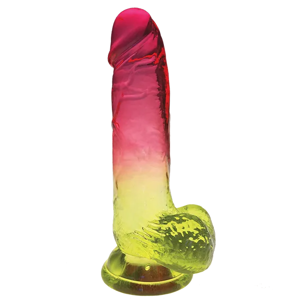 Icon Brands Dildos Icon Brands Shades Large 8 Inch Jelly TPR Gradient Dildo Pink and Yellow