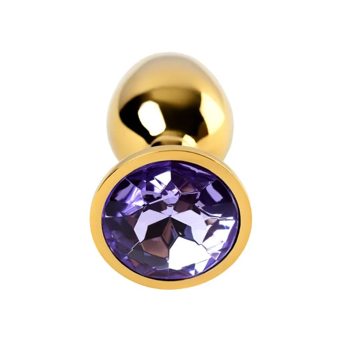 Metal Anal Gold Metal Anal Plug w Amethyst Crystal Small