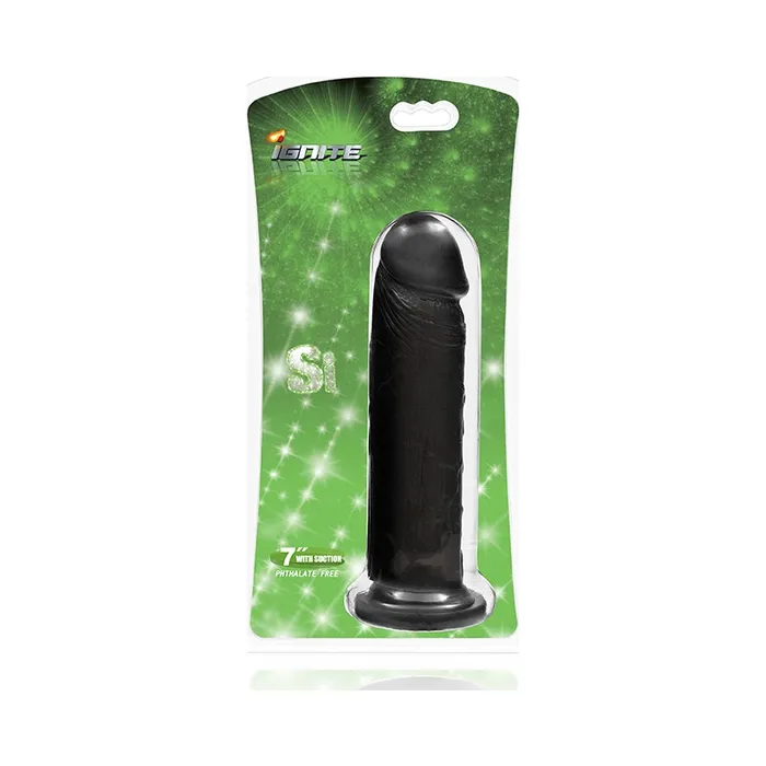 Si Novelties Dildos Ignite Cock Dildo w Suction 7in 18cm BlackFlesh