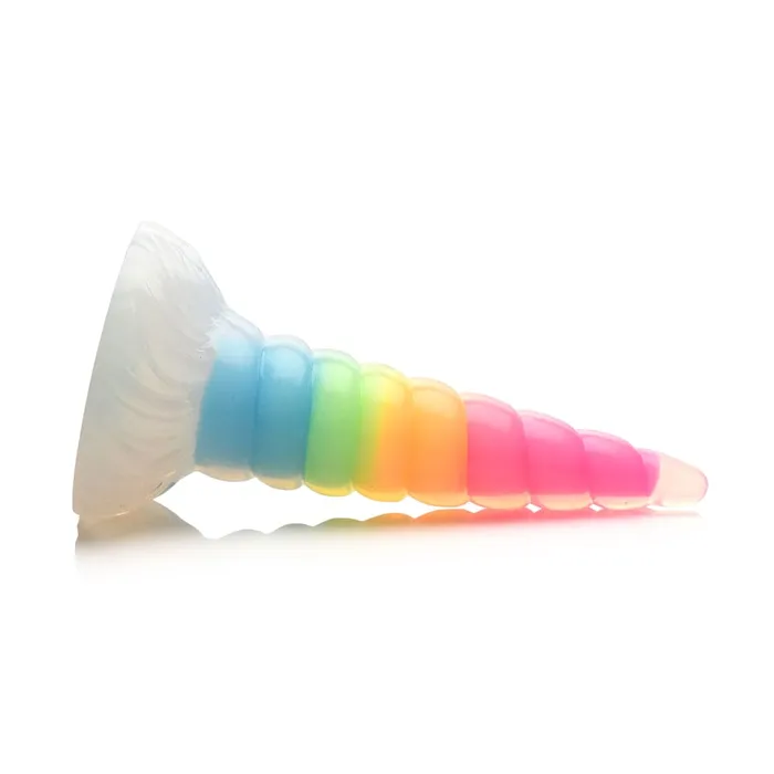 XR Brands Dildos UniGlow GlowInTheDark Rainbow Silicone Dildo