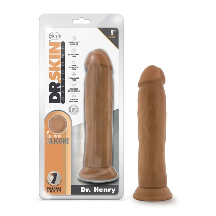 Blush Novelties Female Sex Toys Dr Skin Silicone Dr Henry 9 Dildo With Suction Cup