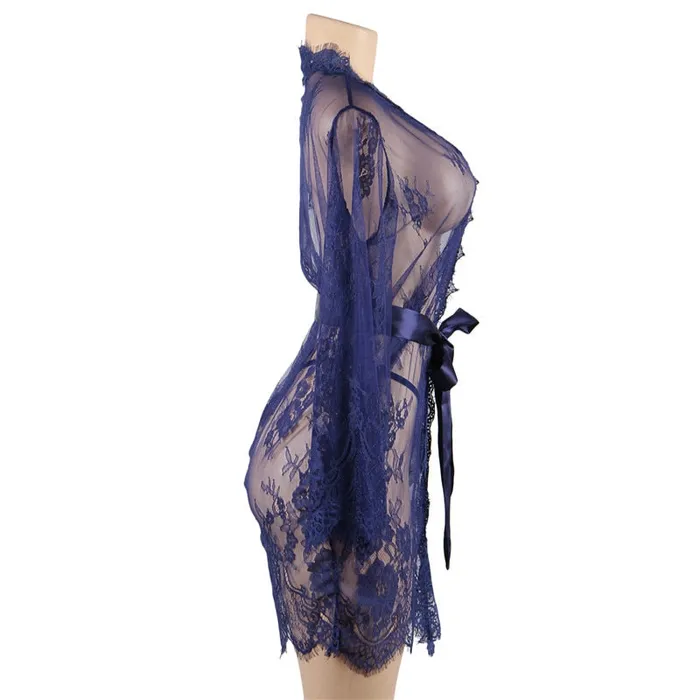 Own Pleasures Couples Up to 5XL Lace Kimono DressingGownRobes