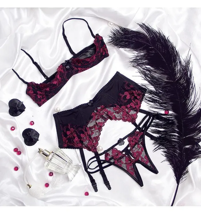 Bras Bra Sets Seductive Lingerie Set Red Black Kawaii Women House of Dasein Anal