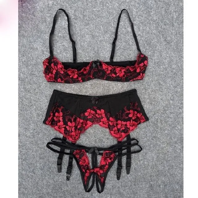 Bras Bra Sets Seductive Lingerie Set Red Black Kawaii Women House of Dasein Anal
