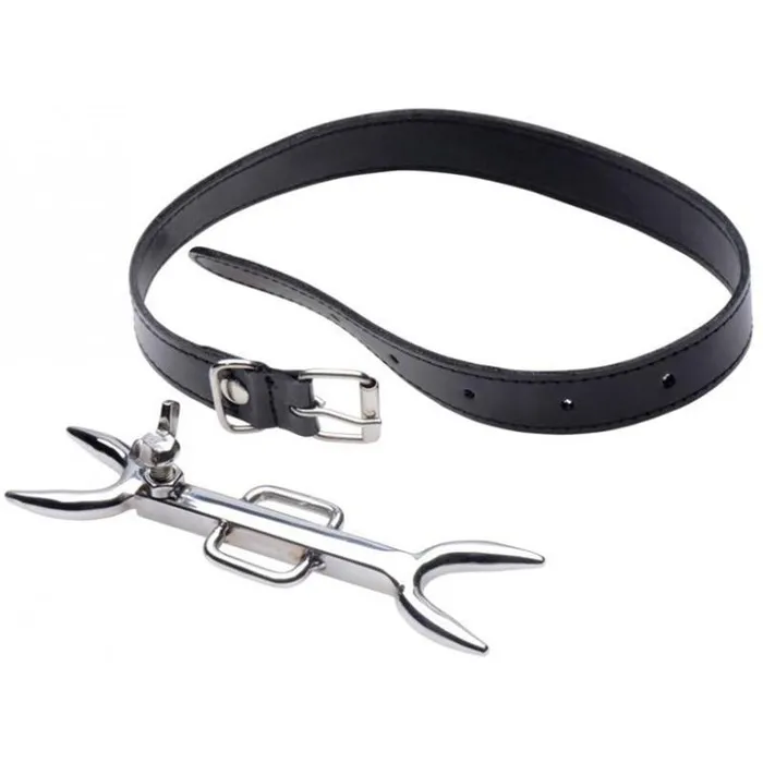 Dildos House of Dasein Collars Leashes Bdsm Stainless Steel Punishment Posture Collar Leather Fork Bondage Restraints