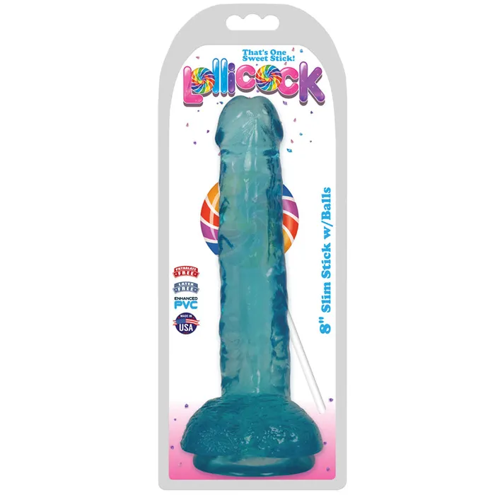 Dildos Lollicock Slim Stick WBalls 8In Berry Curve Novelties