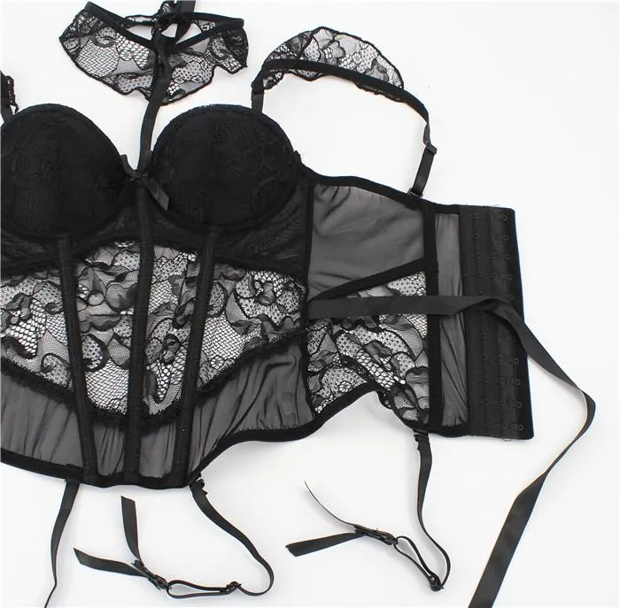 Couples EVEs SECRETS Sexy PushUp Womens Underwear Steampunk Fashion Clothes Fetish Set of Bra top Stockings