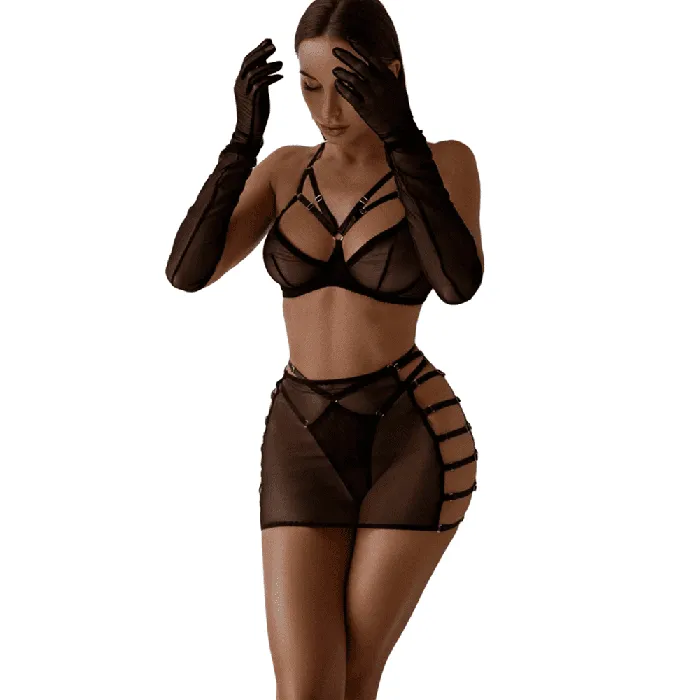 EVEs SECRETS Anal Sexy Lingerie Set for Women Erotic SeeThrough Underwear