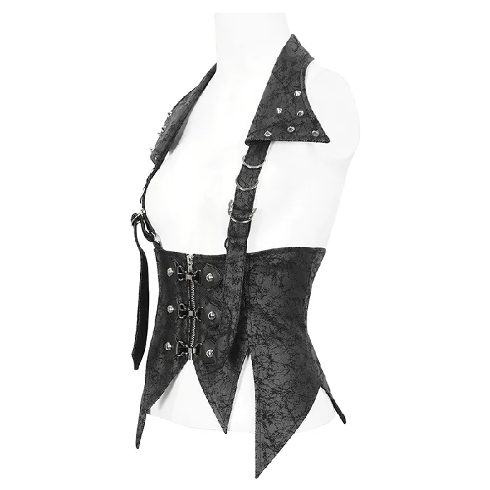 EVEs SECRETS Couples Gothic Womens Laceup Waistcoat with Removable Collar
