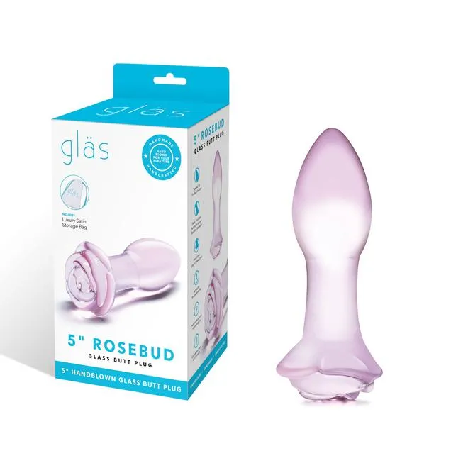 GLAS 5 INCH ROSEBUD GLASS BUTT PLUG ELECTRIC NOVELTIES Anal