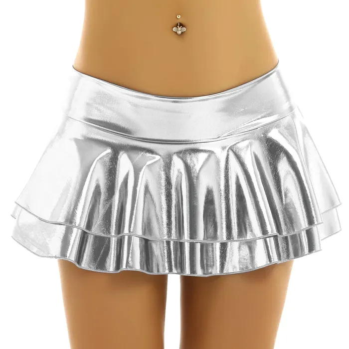 Ladies Sexy Mini Skirt with Low Rise Fashion Shiny Skirt with Wide Waistband EVEs SECRETS Female Sex Toys