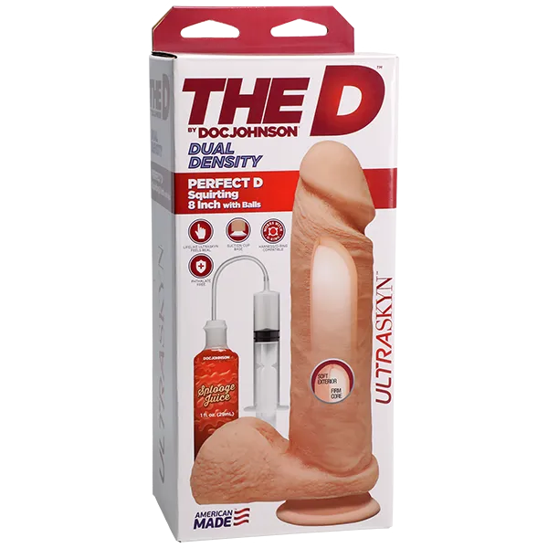 THE D SQUIRTING 8 INCH DONG WITH BALLS DOC JOHNSON Dildos