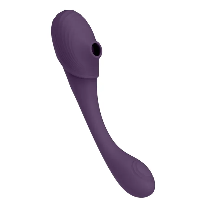 Vibrators SHOTS Mirai Double Ended Pulse Wave Air Wave Bendable Vibrator Purple SHOTS